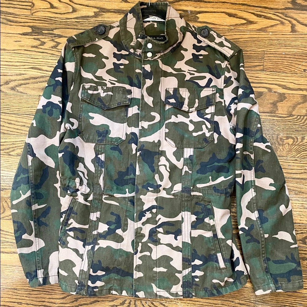 Zara Man - Camo Button Jacket Waist Adjust - Large